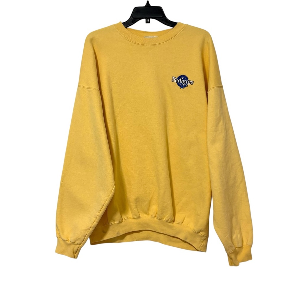 Vintage Pedigree Size XL Yellow Embroidered Logo Pullover‎ Sweatshirt Dogs